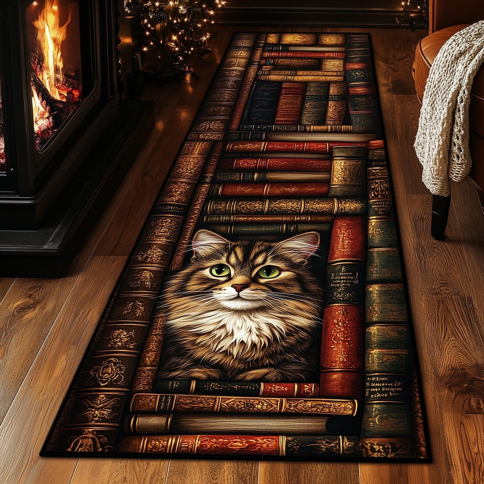 Antique Bookshelf Runner Rug - Nature Design | Serene Runner Rug