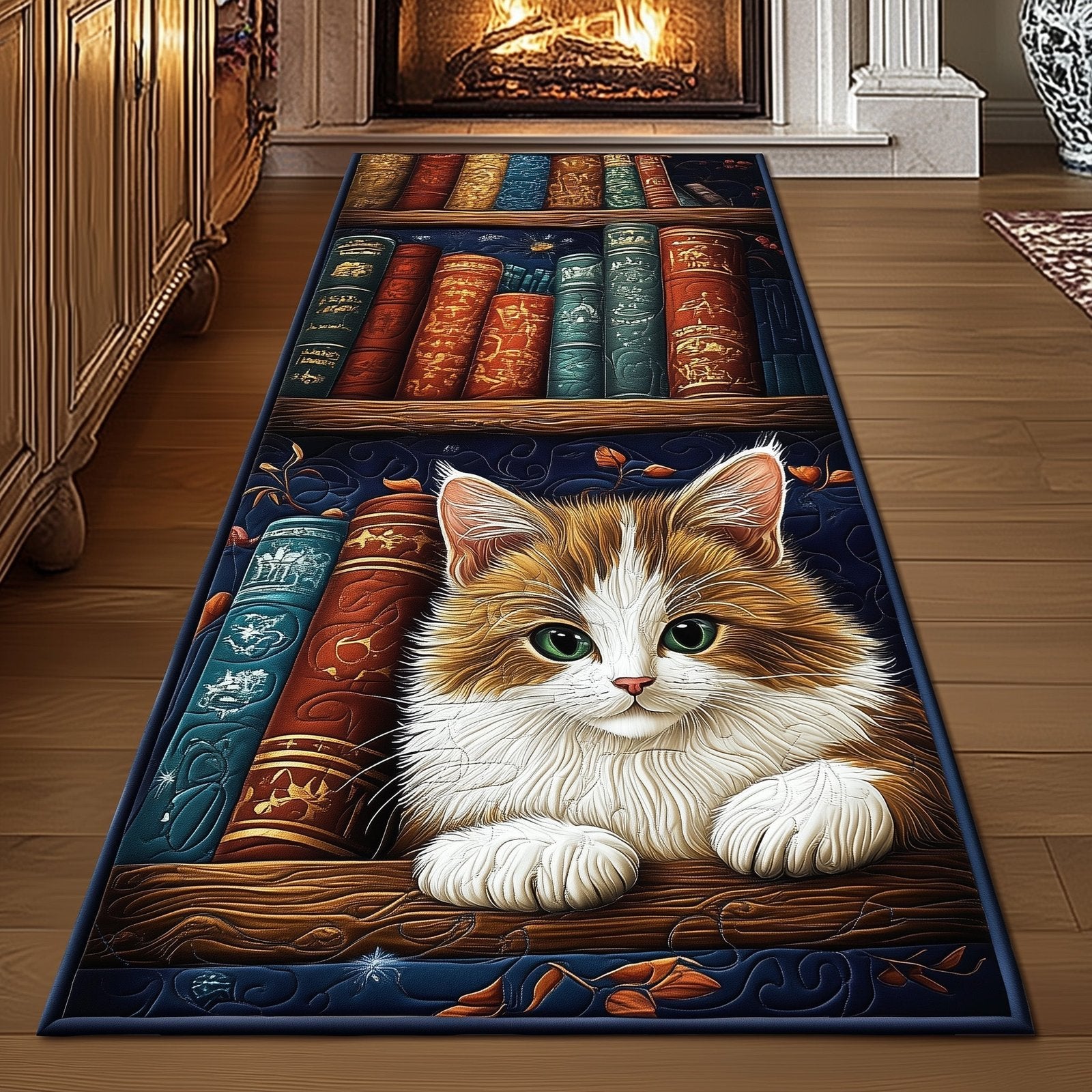 Antique Bookshelf Runner Rug - Nature Design | Serene Runner Rug
