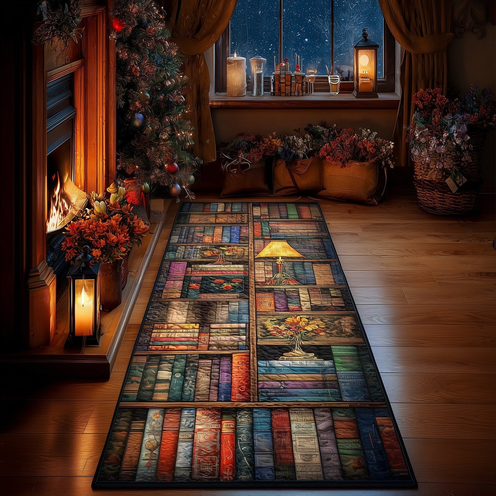 Antique Bookshelf Runner Rug - Nature Design | Serene Runner Rug