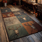 Antler Mosaic Runner Carpet Runner Rug - Cute Pet Design | Animal Printed Runner Rug