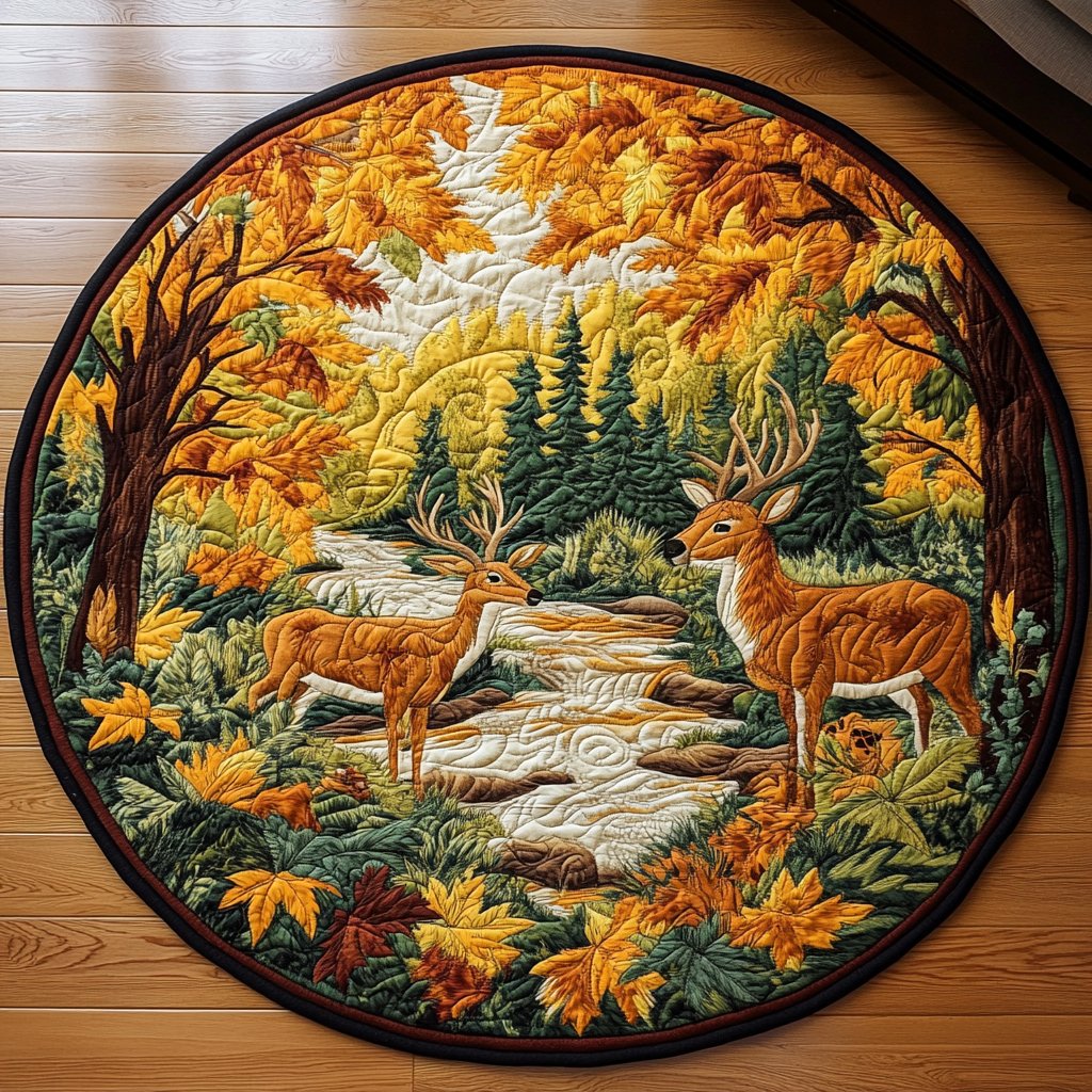 Antlered Majesty Round Mat Rug - Nature Design | Serene Home Decor