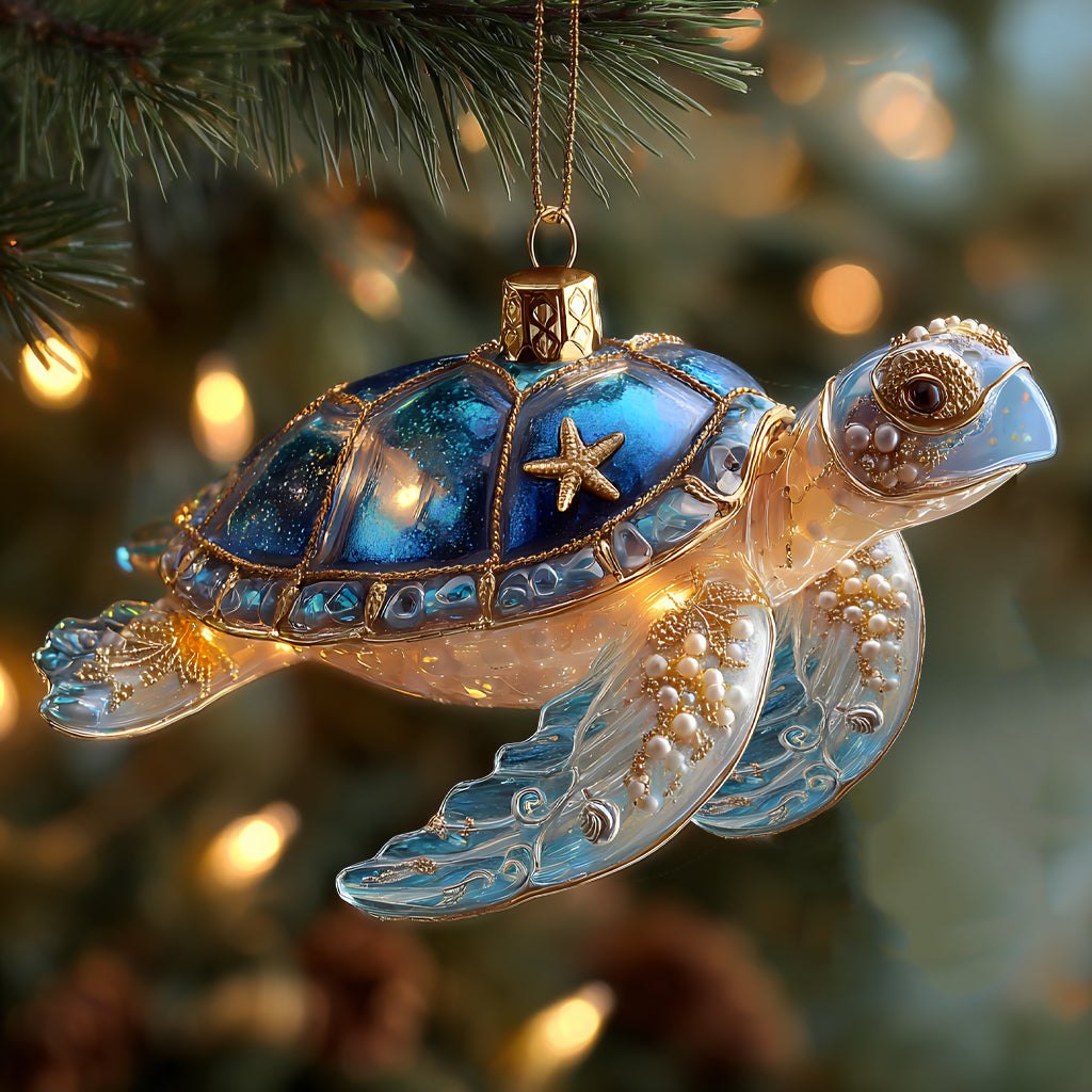 Aqua Crown Christmas Ornament