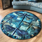 Aqua Harmony Round Mat Rug - washable non-slip printed rug