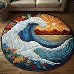 Aqua Horizon Round Mat Rug - washable non-slip printed rug