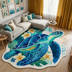 Aqua Journey Custom Shape Area Rug - Nature Design | Die-Cut Non-Slip Rug - washable non-slip printed rug