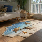 Aqua Paradise Custom Shape Area Rug - Nature Design | Die-Cut Non-Slip Rug - washable non-slip printed rug