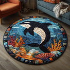 Aqua Tide Wonder Round Mat Rug - washable non-slip printed rug