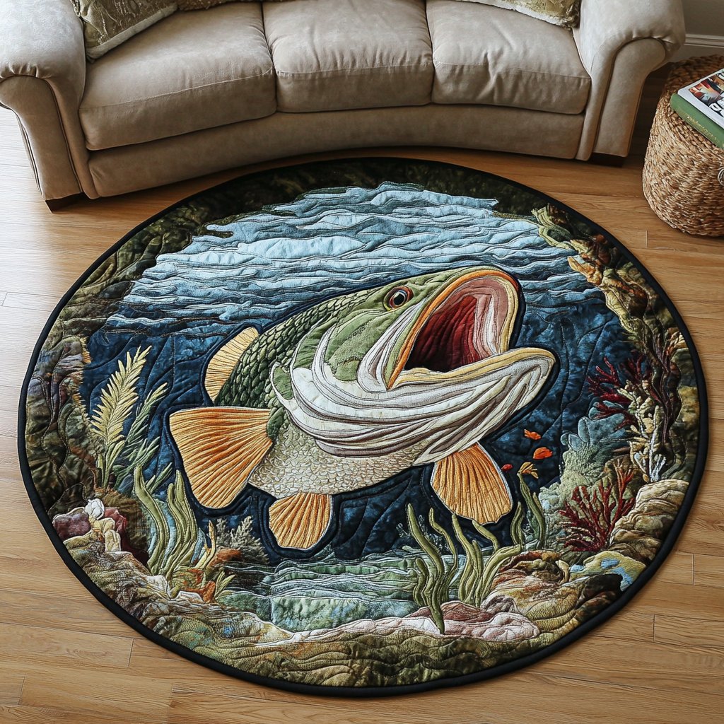 Aquatic Dream Round Mat Rug - washable non-slip printed rug