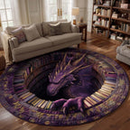Archive Dragon Sentry Round Mat Rug - washable non-slip printed rug