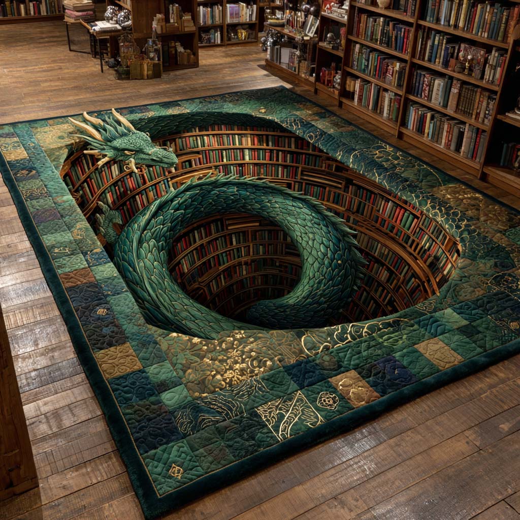 Archive Dragon Spiral area rug in a living room