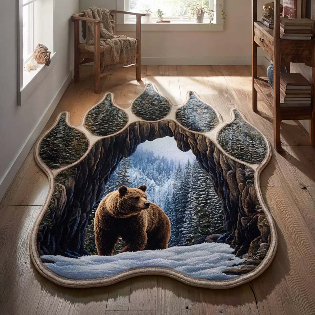 Arctic Bear Custom Shape Area Rug - Cute Animal Design | Die-Cut Non-Slip Rug - washable non-slip printed rug