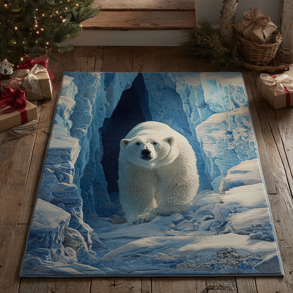 Arctic Bear Glow area rug in a living room