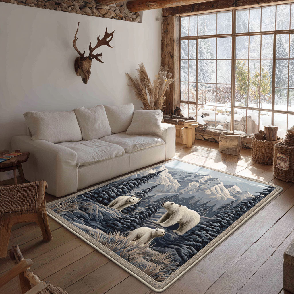Arctic Calm area rug in a living room