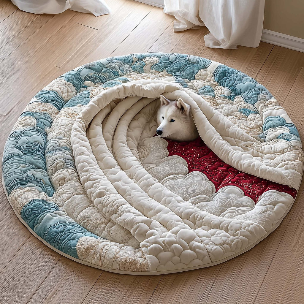 Arctic Husky Round Mat Rug - Nature Design | Serene Home Decor