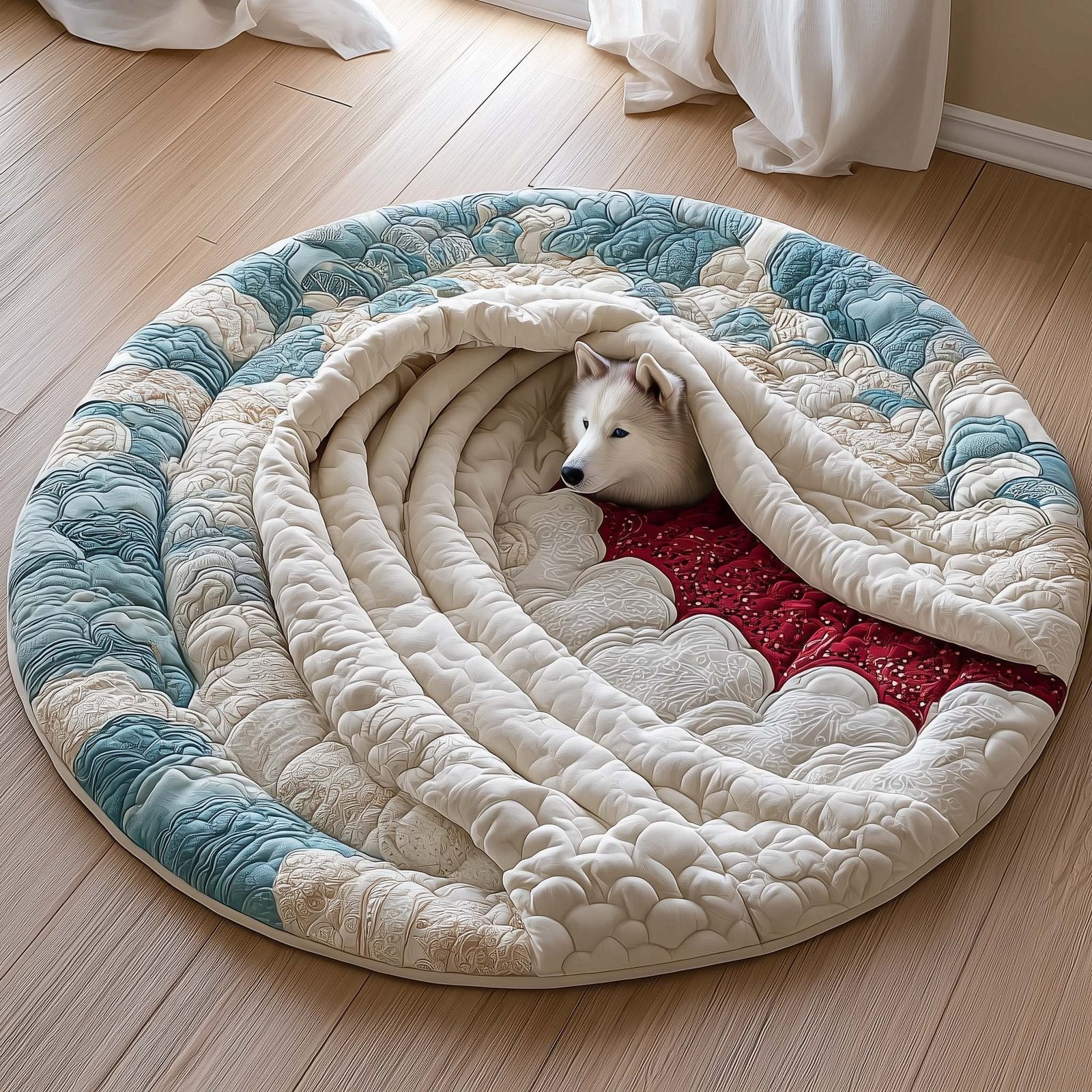 Arctic Husky Round Mat Rug - Nature Design | Serene Home Decor