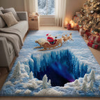 Arctic Santa Journey area rug in a living room