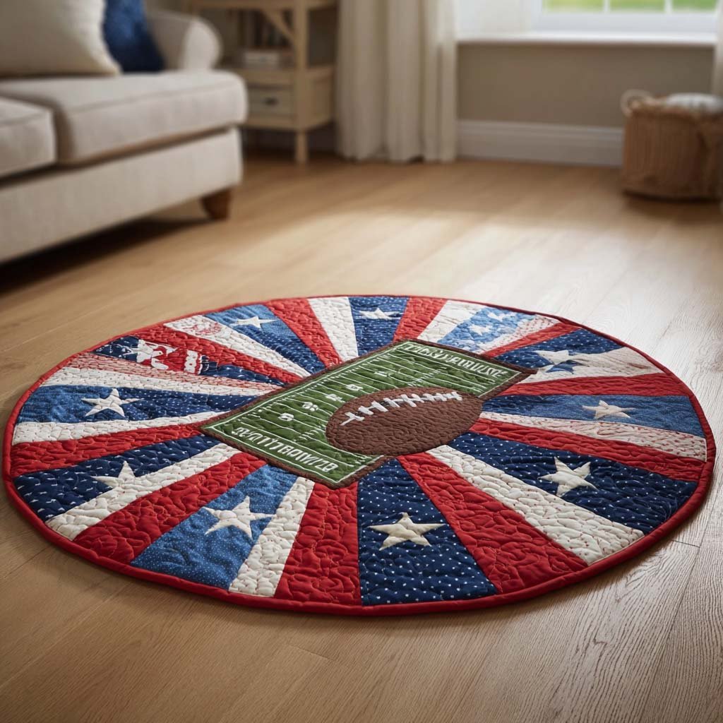 Arena Football Round Mat Rug - washable non-slip printed rug