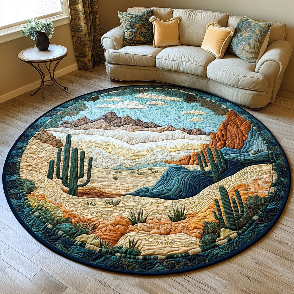 Arid Horizon Round Mat Rug - washable non-slip printed rug
