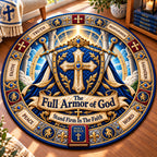 Armor Of God Heaven Round Mat Rug - Nature Design | Serene Home Decor - washable non-slip printed rug