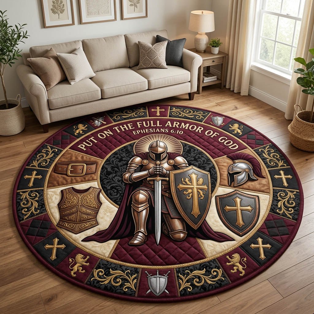 Armor Of God Round Mat Rug - Nature Design | Serene Home Decor