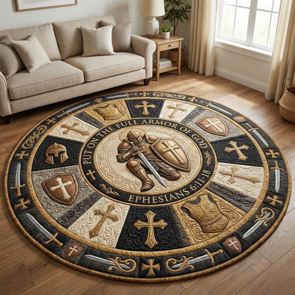 Armor Of God Round Mat Rug - Nature Design | Serene Home Decor
