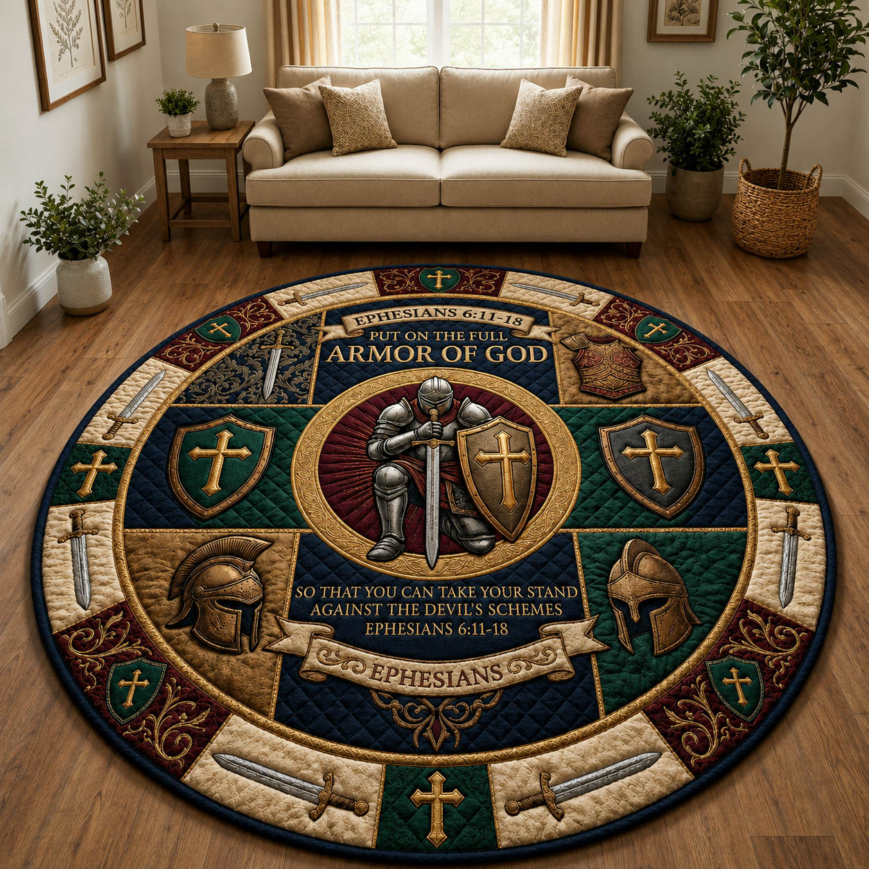 Armor Of God Round Mat Rug GFTOLAN1019