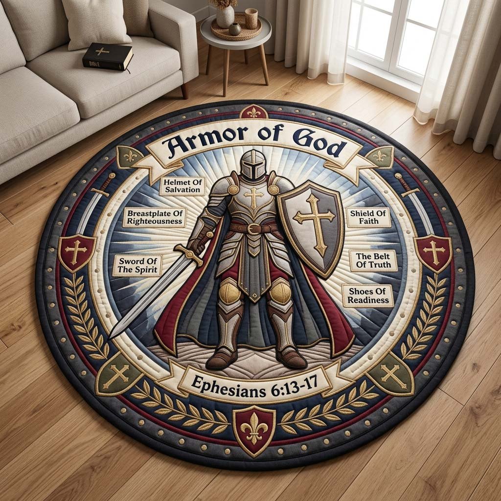 Armor Of Victory Qulited Round Mat Round Mat Rug - Nature Design | Serene Home Decor