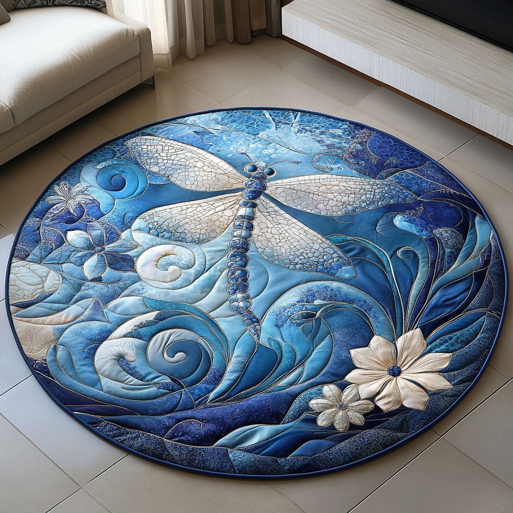 Artful Wings Round Mat Rug - washable non-slip printed rug