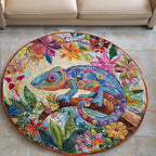 Artistic Chameleon Round Mat Rug - washable non-slip printed rug