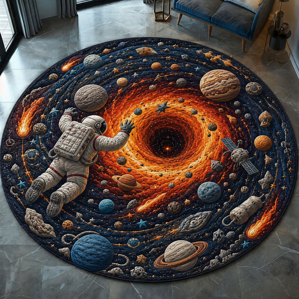 Astronaut Drifting Into The Fire Galaxy Round Mat Rug GFTOHNL1245