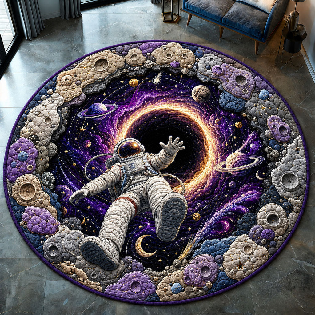Astronaut Entering The Purple Wormhole Round Mat Rug GFTOHNL1246