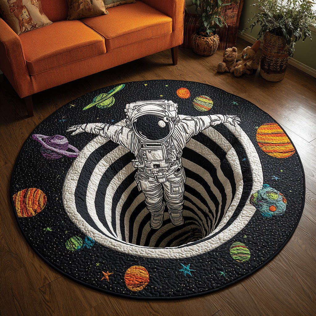 Astronaut Spiral Round Mat Rug - washable non-slip printed rug