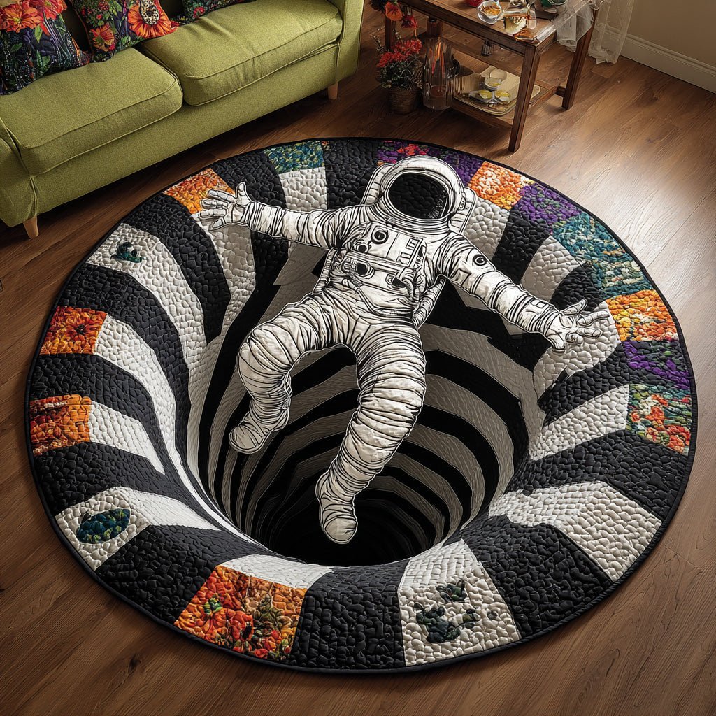 Astronaut Wander Round Mat Rug - washable non-slip printed rug