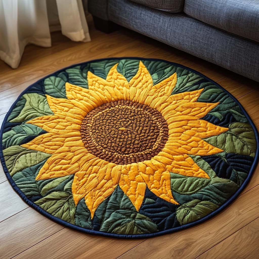 Aurelia Bloom Round Mat Rug - washable non-slip printed rug