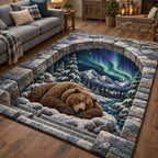 Aurora Bear area rug in a living room