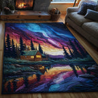 Aurora Borealis area rug in a living room