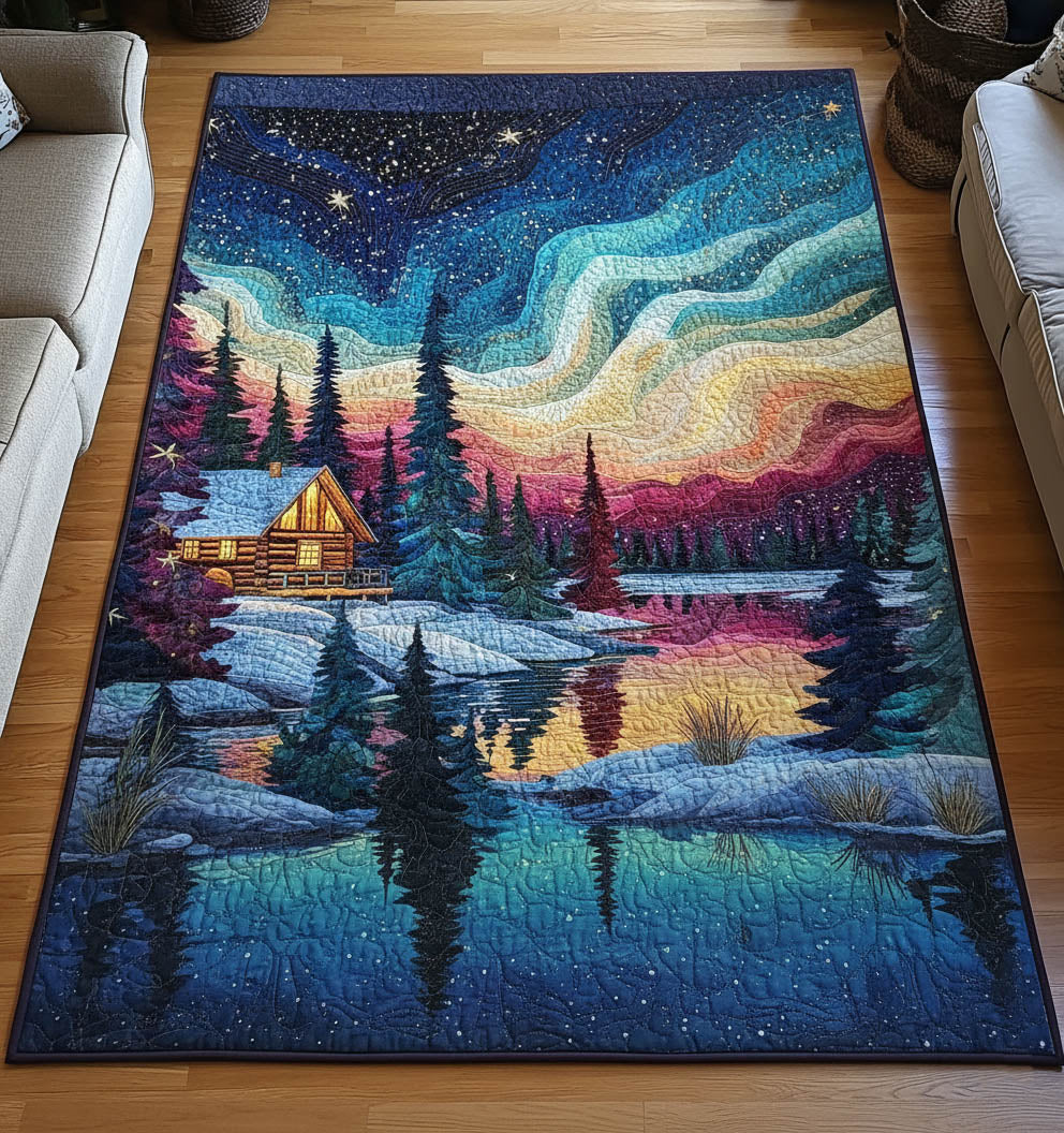 Aurora Borealis area rug in a living room