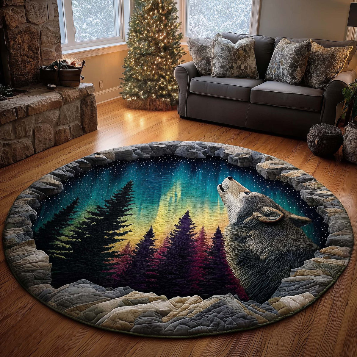 Aurora Borealis Round Mat Rug - Nature Design | Serene Home Decor