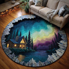 Aurora Borealis Round Mat Rug - Nature Design | Serene Home Decor