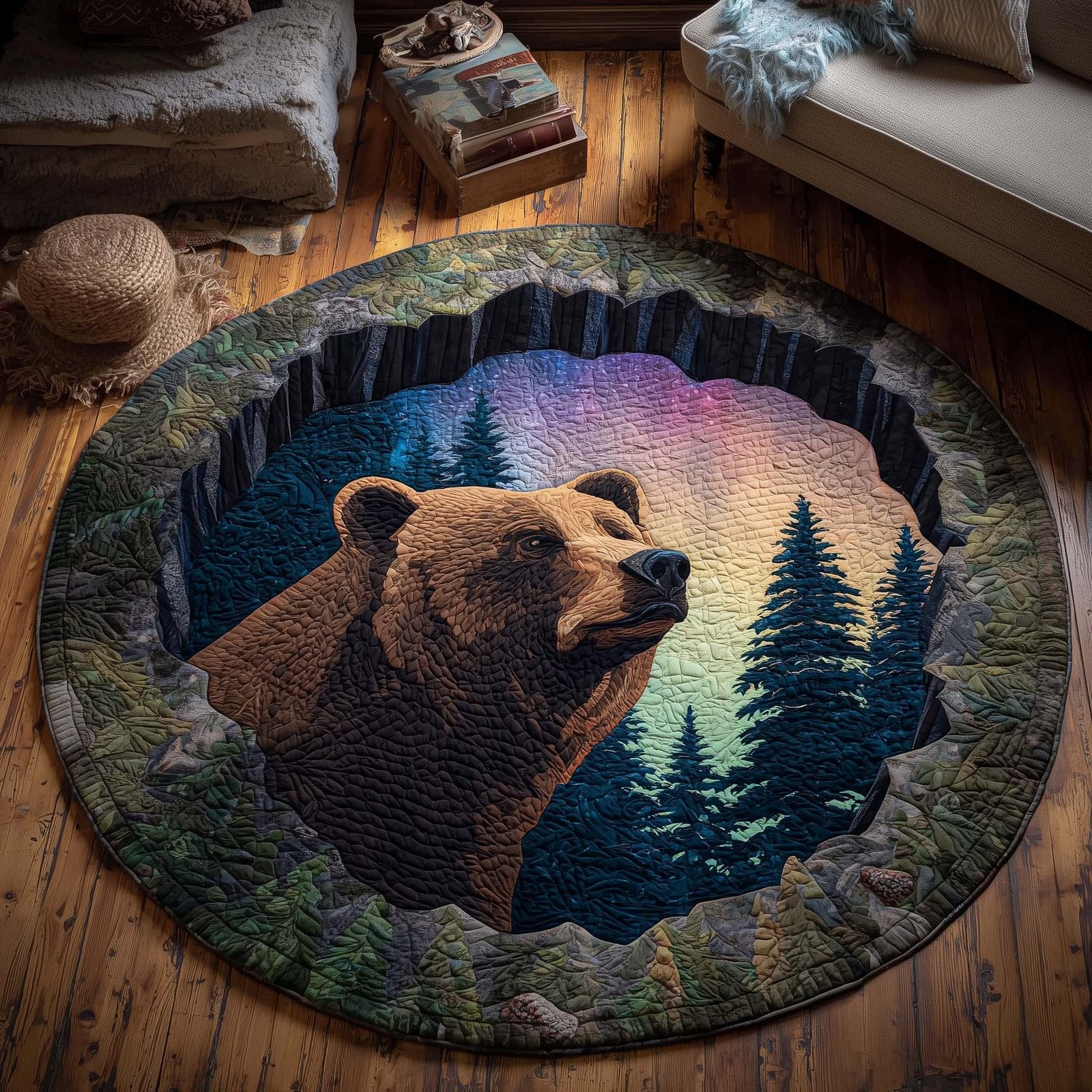 Aurora Borealis Round Mat Rug - Nature Design | Serene Home Decor