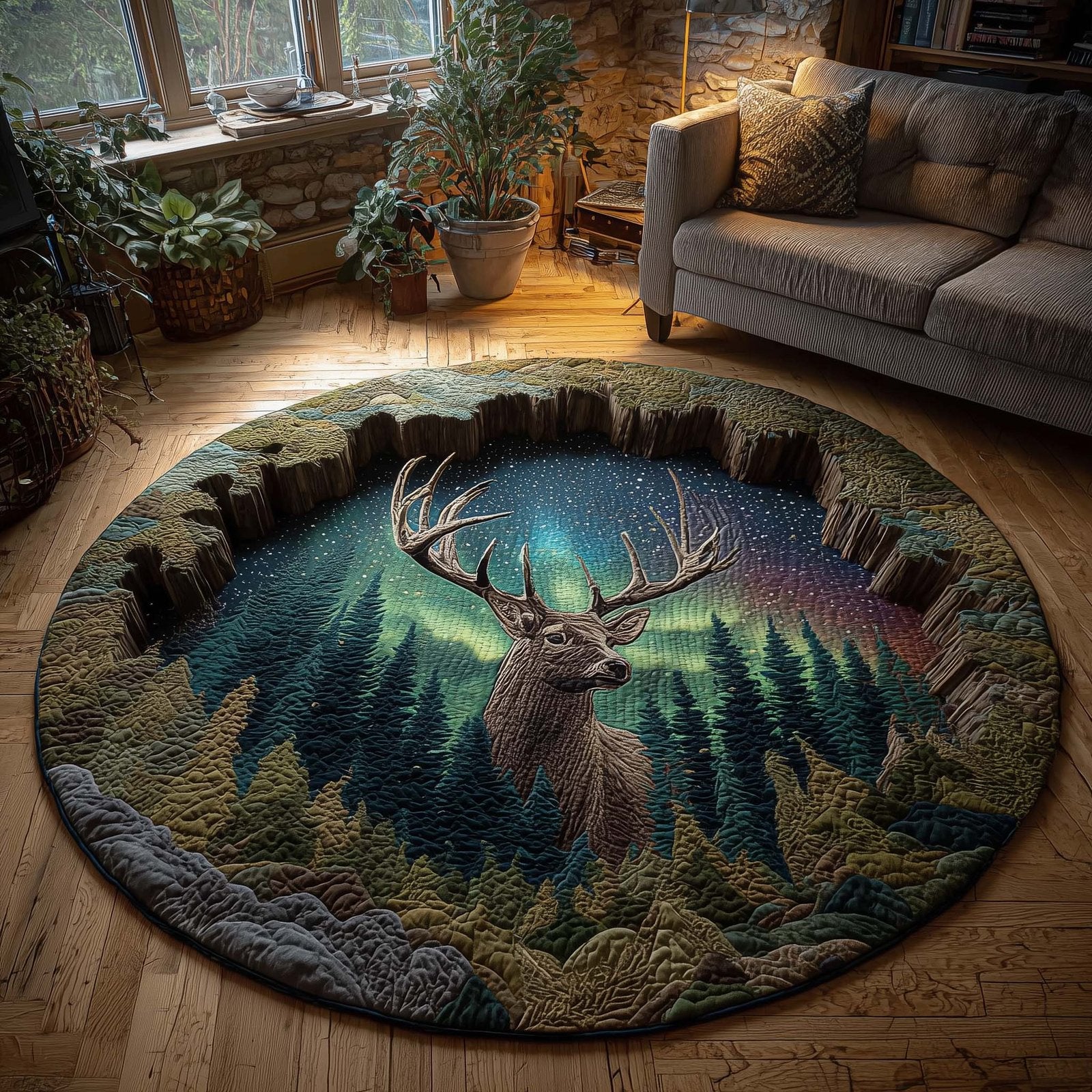 Aurora Borealis Round Mat Rug - Nature Design | Serene Home Decor