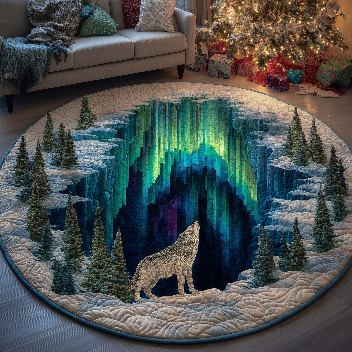 Aurora Hills Round Mat Rug - washable non-slip printed rug