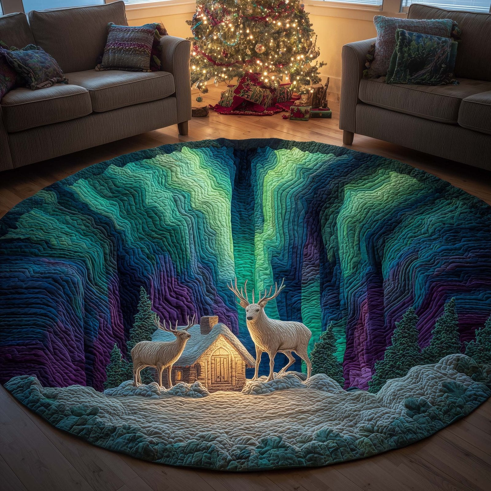 Aurora Hills Round Mat Rug - Nature Design | Serene Home Decor