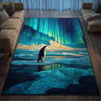 Aurora Penguin area rug in a living room