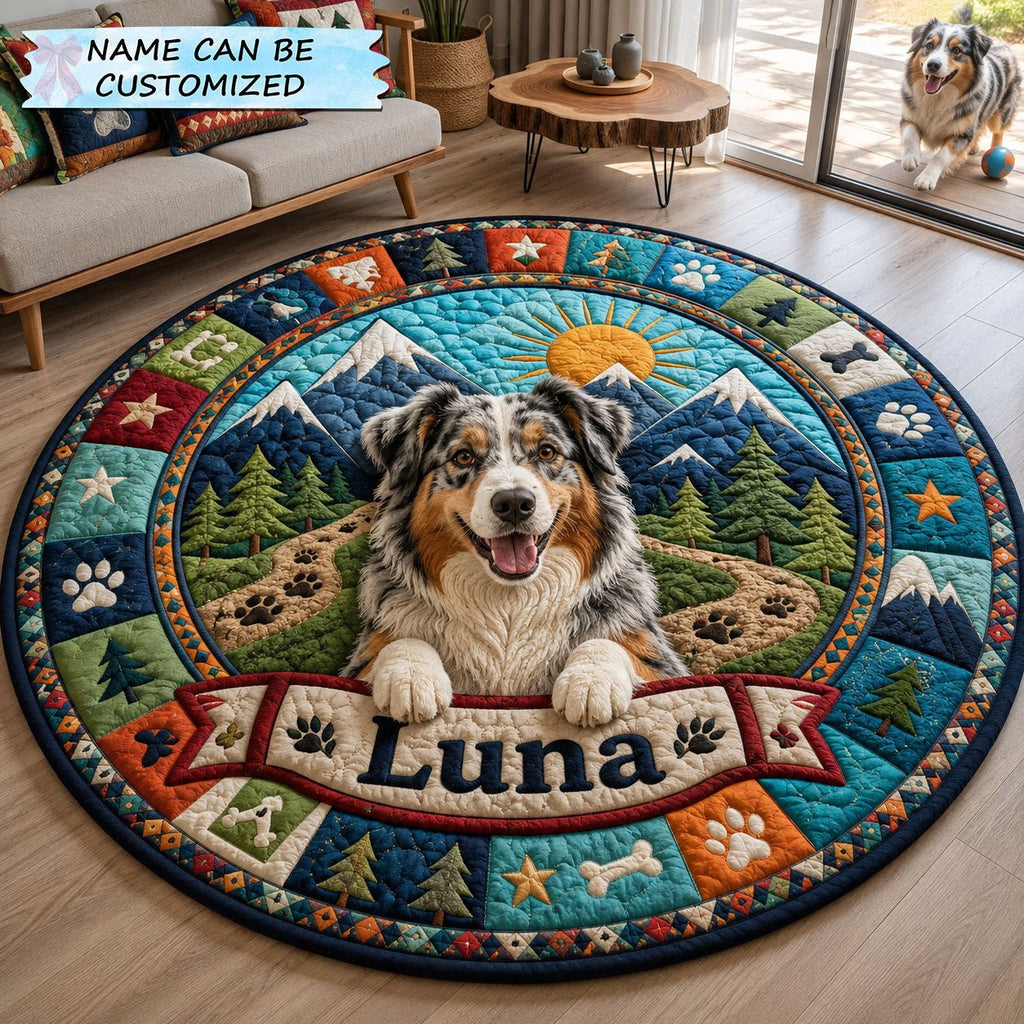 Australian Shepherd Mountain Adventure QTCUZ Round Mat Rug - Nature Design | Serene Home Decor