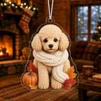 Autumn Scarf Poodle Pumpkin Christmas Ornament