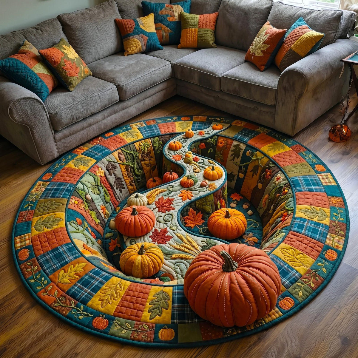 Autumn Abyss Round Mat Rug - washable non-slip printed rug