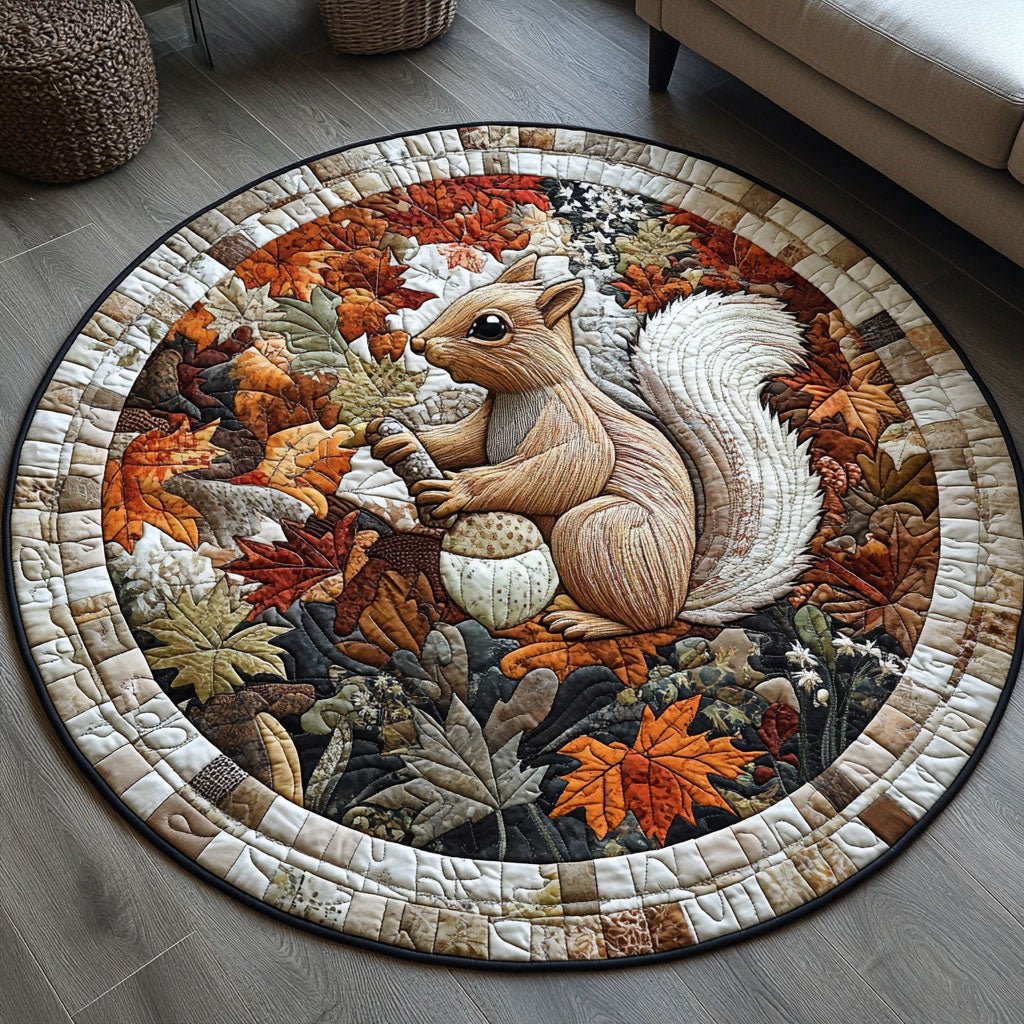Autumn Acorn Festival Round Mat Rug - washable non-slip printed rug