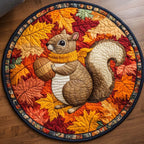 Autumn Acorn Round Mat Rug - washable non-slip printed rug