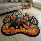 Autumn Bear Custom Shape Area Rug - Cute Animal Design | Die-Cut Non-Slip Rug - washable non-slip printed rug
